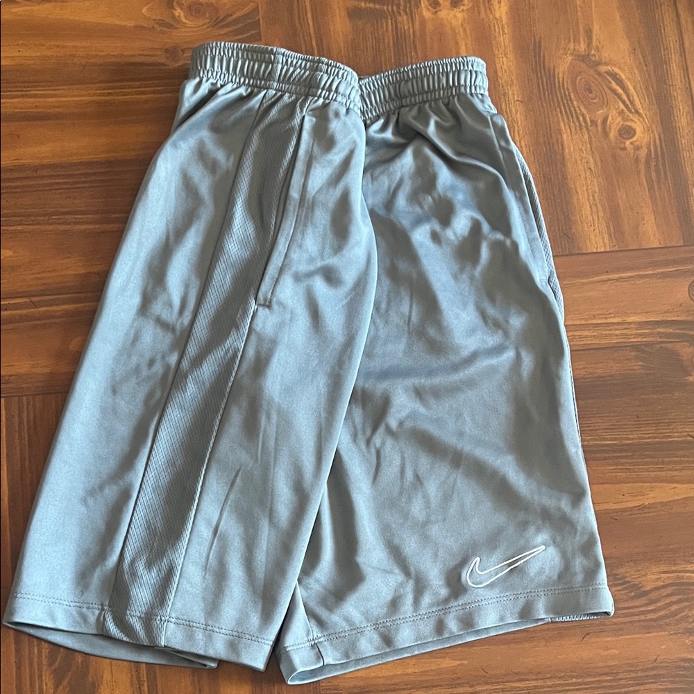 Nike Boy's Light Gray Athletic Shorts with Swoosh